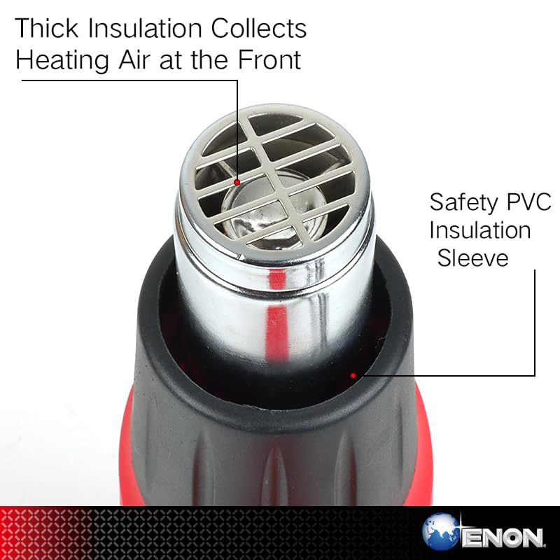 ENON Heat gun Machine 2000W 220V, Dual Temperature, Hot Air Gun for Shrink Wrapping Packing, Stripping Paint, Thawing Frozen Water Pipes (XE-2001) ENON Heat gun Machine 2000W 220V, Dual Temperature, Hot Air Gun for Shrink Wrapping Packing, Stripping Paint, Thawing Frozen Water Pipes (XE-2001)